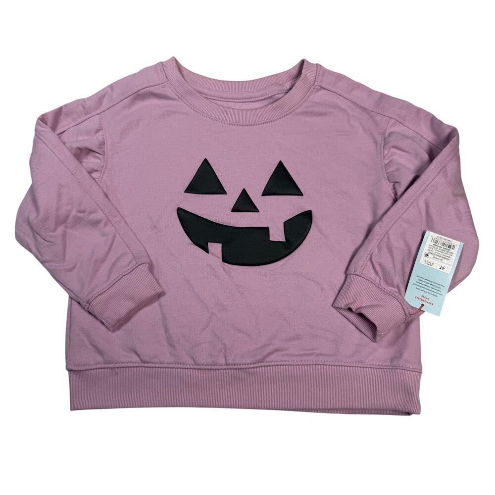 Cat & Jack Halloween Sweatshirt Girls 4T Purple Pumpkin Long Sleeve NWT